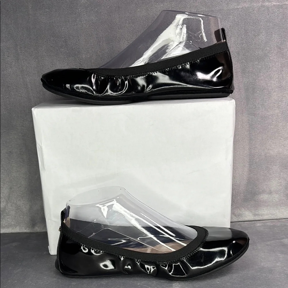 Yosi Samra Black Patent Foldable Ballet Flats Travel Shoes Size 7